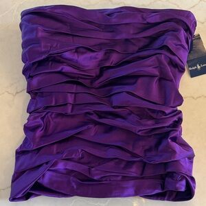 Ralph Lauren Purple Label Strapless Ruched Silk Bustier